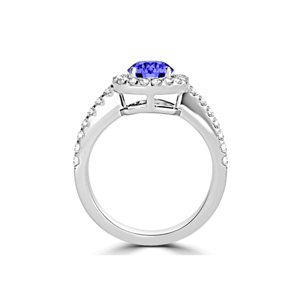 TMR121180 - Gianna - Round Tanzanite and Diamond Ring Halo