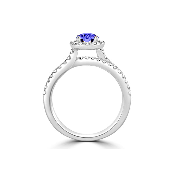 TMR121170 - Gabriella - Round Tanzanite and Diamond Ring Halo