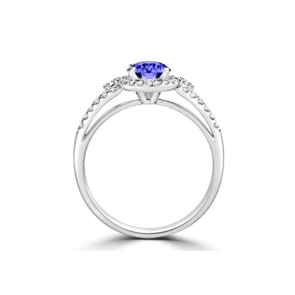 TMR121176 - Serenity - Round Tanzanite and Diamond Ring Halo