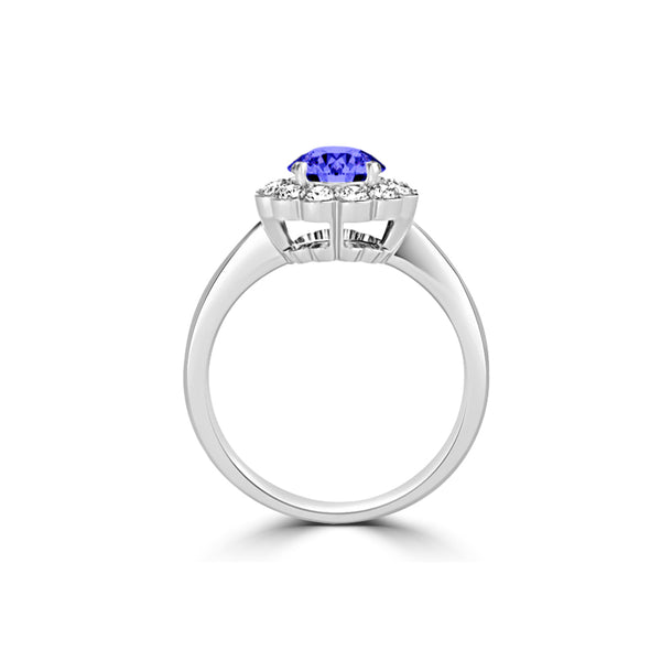TMR121182 - Isla - Round Tanzanite and Diamond Ring Halo