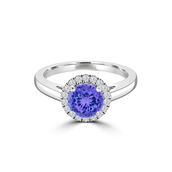 TMR121181 - Valentina - Round Tanzanite and Diamond Ring Halo