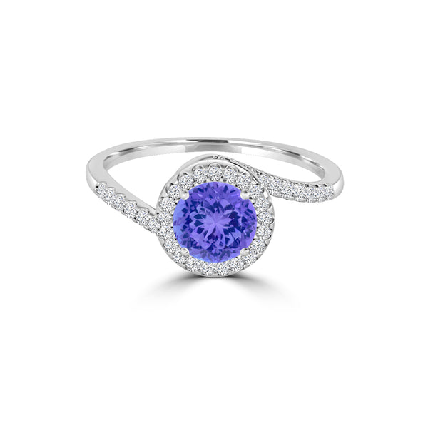 TMR121183 - Eliana - Round Tanzanite and Diamond Ring Halo