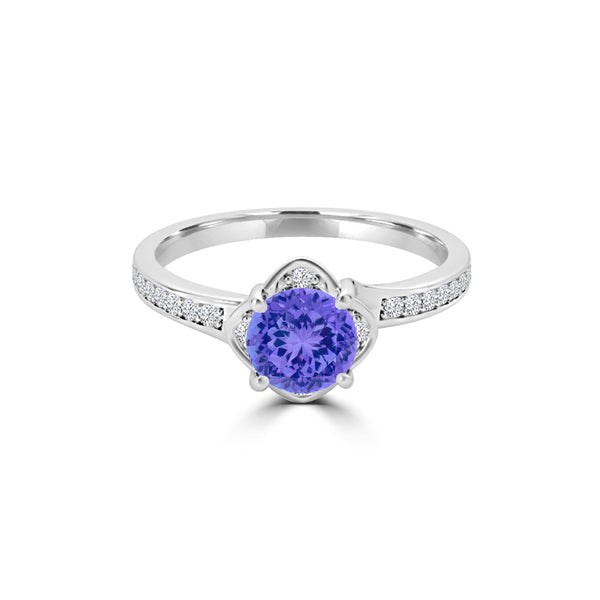 TMR121187 - Sadie - Round Tanzanite and Diamond Ring Halo