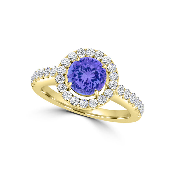 TMR121180 - Gianna - Round Tanzanite and Diamond Ring Halo