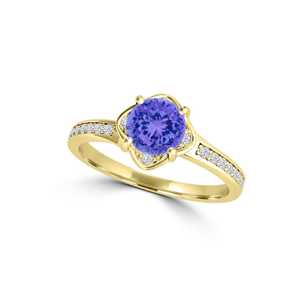 TMR121187 - Sadie - Round Tanzanite and Diamond Ring Halo