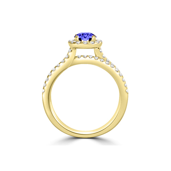 TMR121170 - Gabriella - Round Tanzanite and Diamond Ring Halo