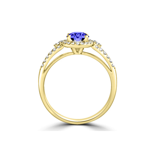 TMR121176 - Serenity - Round Tanzanite and Diamond Ring Halo