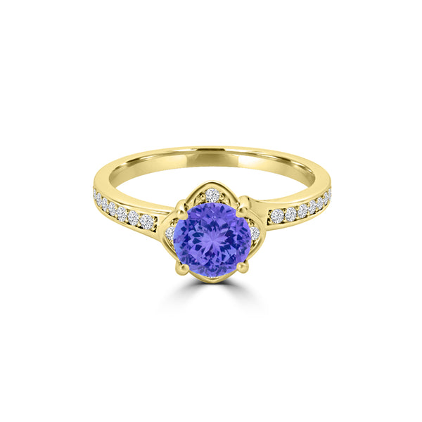 TMR121187 - Sadie - Round Tanzanite and Diamond Ring Halo