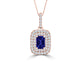 TMR121142 - Hazel - Emerald Cut Tanzanite and Diamond Pendant Double Halo