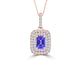 TMR121142 - Hazel - Emerald Cut Tanzanite and Diamond Pendant Double Halo