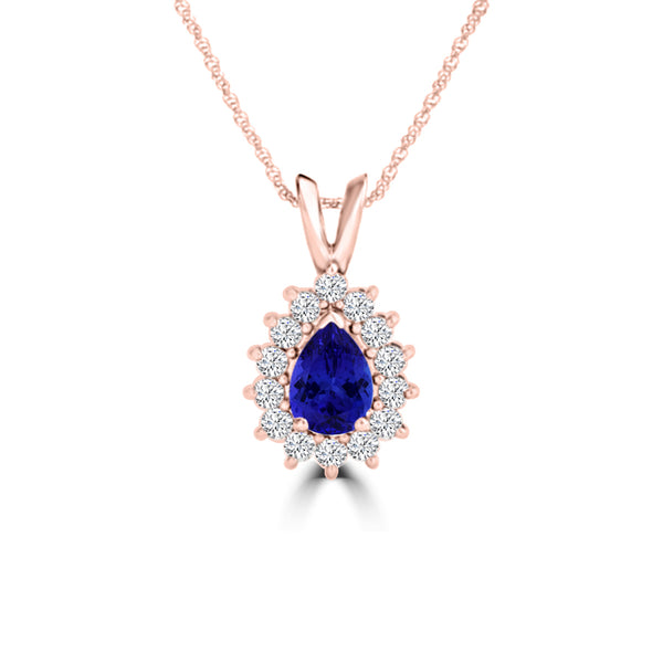 TMR121143 - Violet - Pear Tanzanite and Diamond Pendant