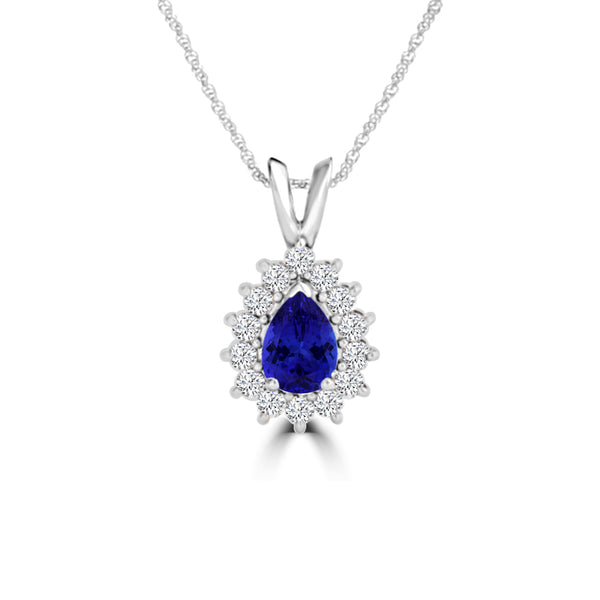 TMR121143 - Violet - Pear Tanzanite and Diamond Pendant