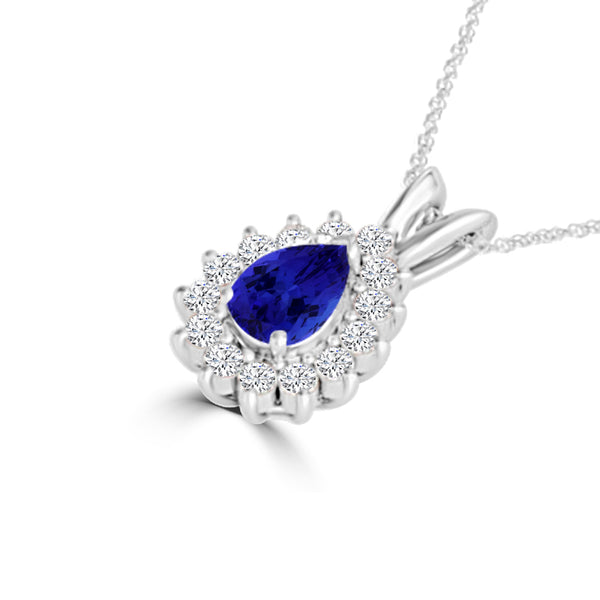 TMR121143 - Violet - Pear Tanzanite and Diamond Pendant