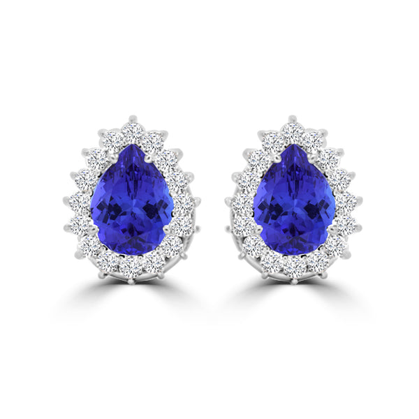 TMR121125 - Cloey - Pear Tanzanite and Diamond Earring Halo