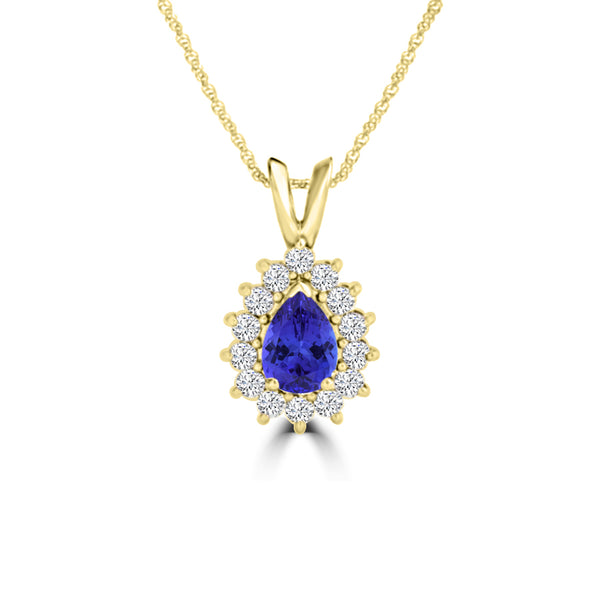 TMR121143 - Violet - Pear Tanzanite and Diamond Pendant