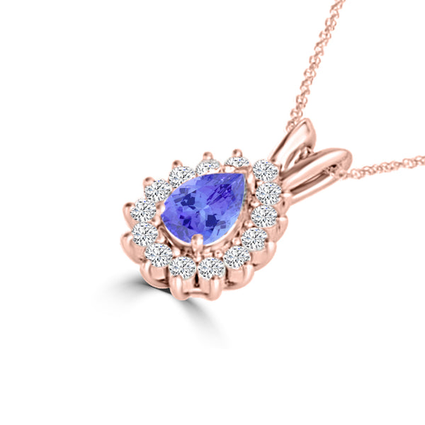 TMR121143 - Violet - Pear Tanzanite and Diamond Pendant