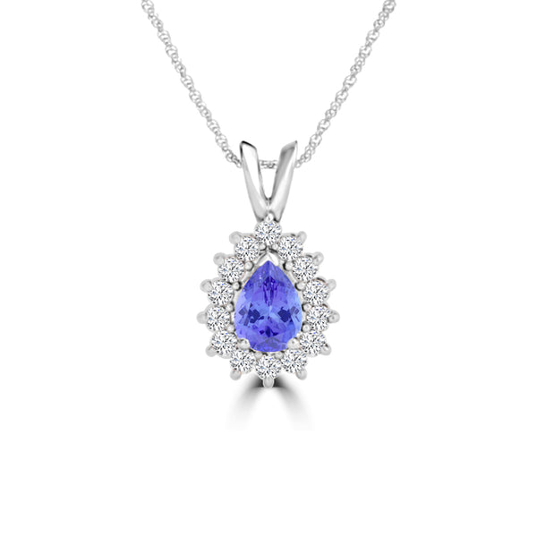 TMR121143 - Violet - Pear Tanzanite and Diamond Pendant