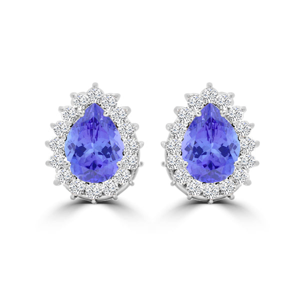 TMR121125 - Cloey - Pear Tanzanite and Diamond Earring Halo