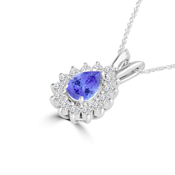 TMR121143 - Violet - Pear Tanzanite and Diamond Pendant