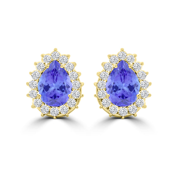 TMR121125 - Cloey - Pear Tanzanite and Diamond Earring Halo