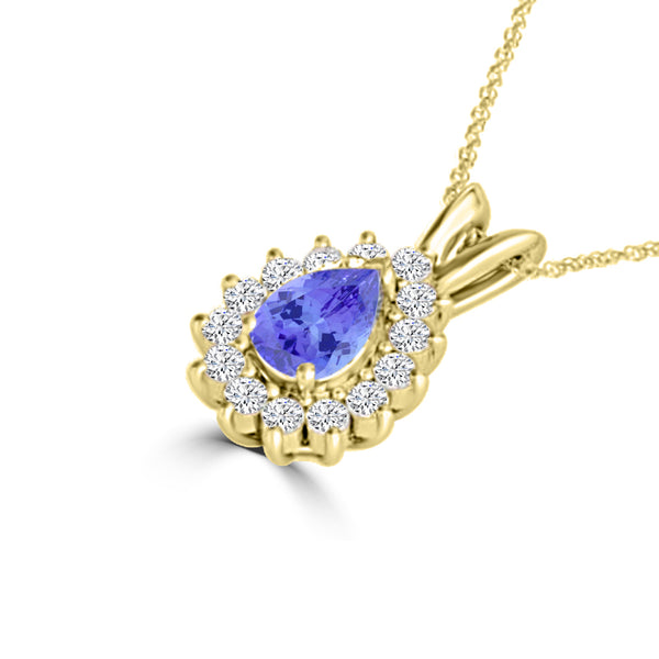 TMR121143 - Violet - Pear Tanzanite and Diamond Pendant