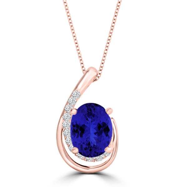 TMR121130 - Nora - Oval Tanzanite and Diamond Pendant