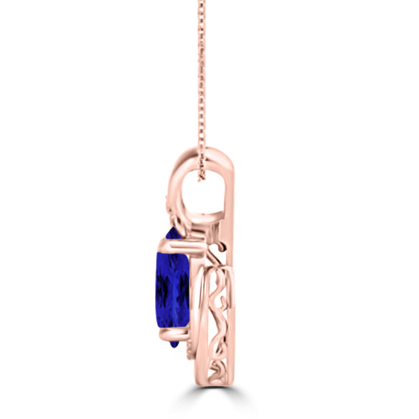 TMR121130 - Nora - Oval Tanzanite and Diamond Pendant
