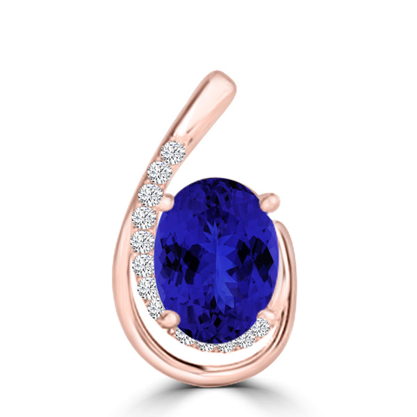 TMR121130 - Nora - Oval Tanzanite and Diamond Pendant