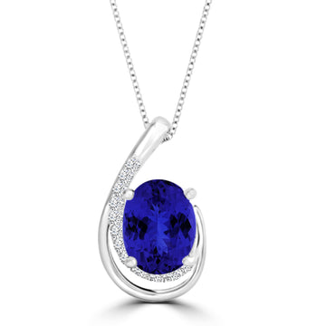 TMR121130 - Nora - Oval Tanzanite and Diamond Pendant
