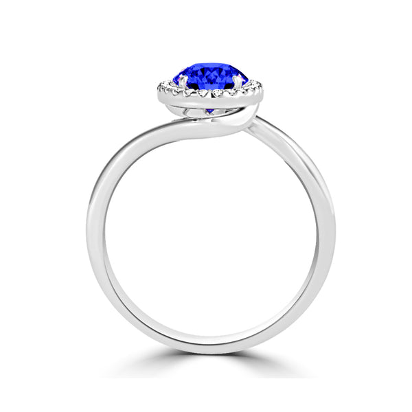 TMR121198 - Sophie - Oval Tanzanite and Diamond Ring Halo