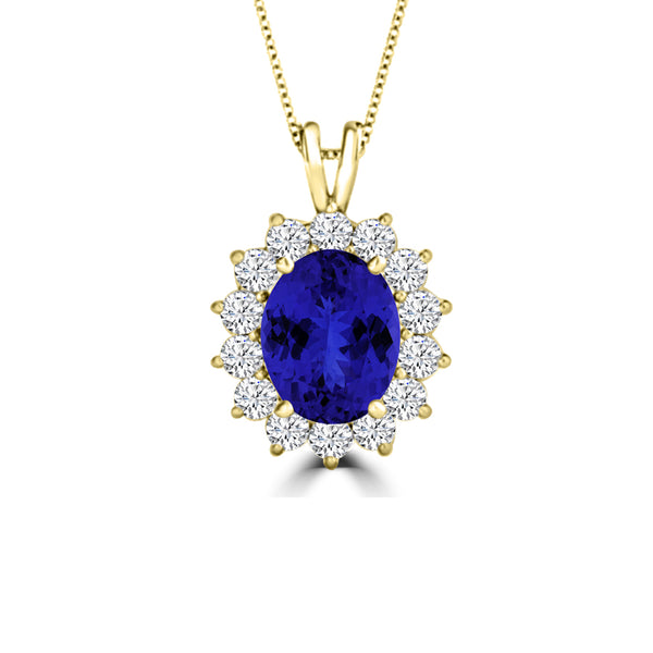 TMR121128 - Riley - Oval Tanzanite and Diamond Pendant Halo