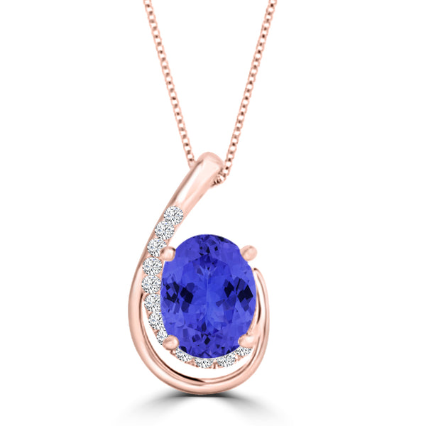 TMR121130 - Nora - Oval Tanzanite and Diamond Pendant