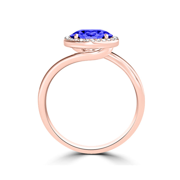 TMR121197 - Kaylee - Oval Tanzanite and Diamond Ring East- West, Halo