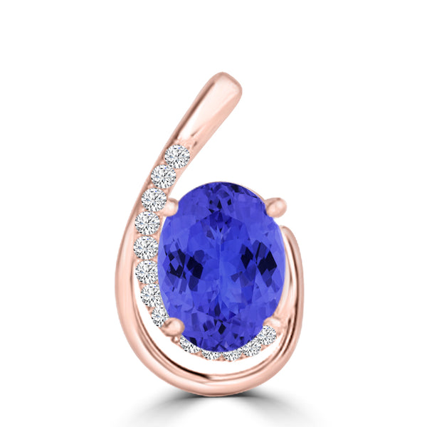 TMR121130 - Nora - Oval Tanzanite and Diamond Pendant