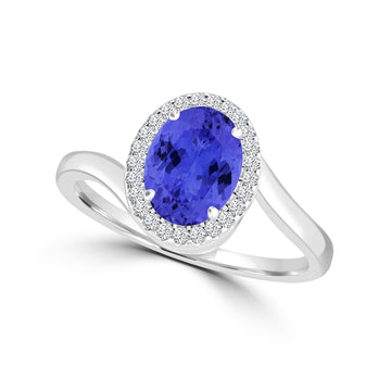 TMR121198 - Sophie - Oval Tanzanite and Diamond Ring Halo