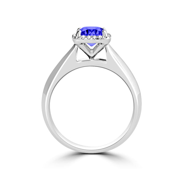 TMR121229 - Oaklyn - Cushion Tanzanite and Diamond Ring Halo