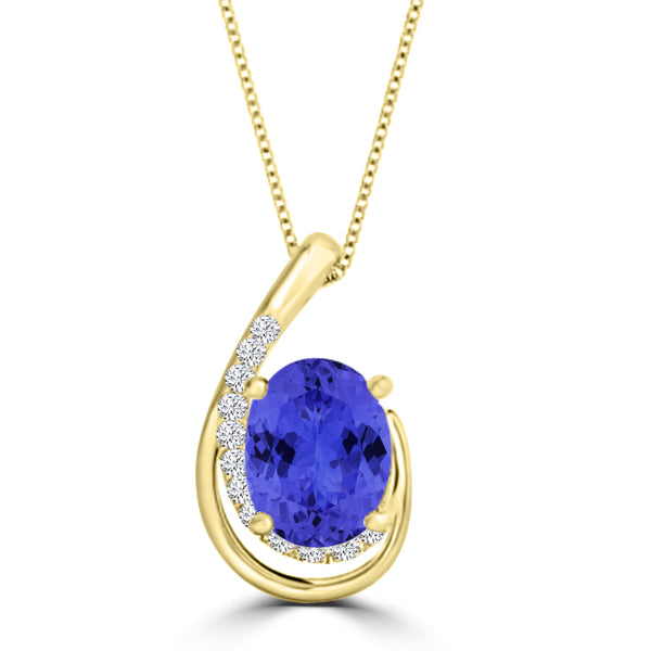 TMR121130 - Nora - Oval Tanzanite and Diamond Pendant