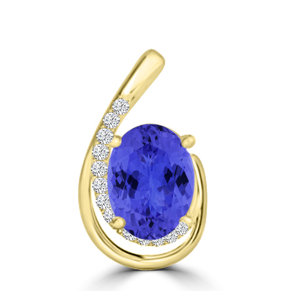 TMR121130 - Nora - Oval Tanzanite and Diamond Pendant