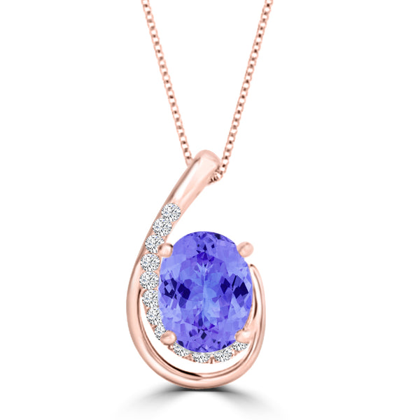 TMR121130 - Nora - Oval Tanzanite and Diamond Pendant