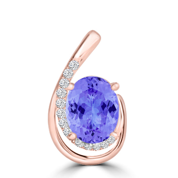 TMR121130 - Nora - Oval Tanzanite and Diamond Pendant