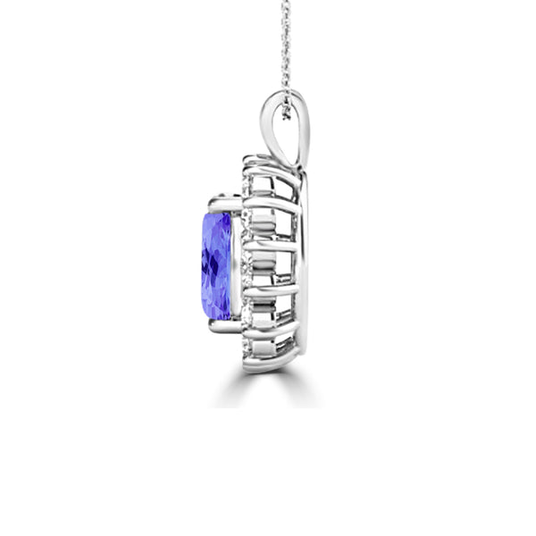 TMR121128 - Riley - Oval Tanzanite and Diamond Pendant Halo