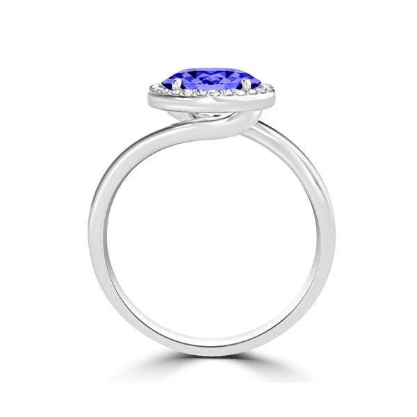 TMR121197 - Kaylee - Oval Tanzanite and Diamond Ring East- West, Halo