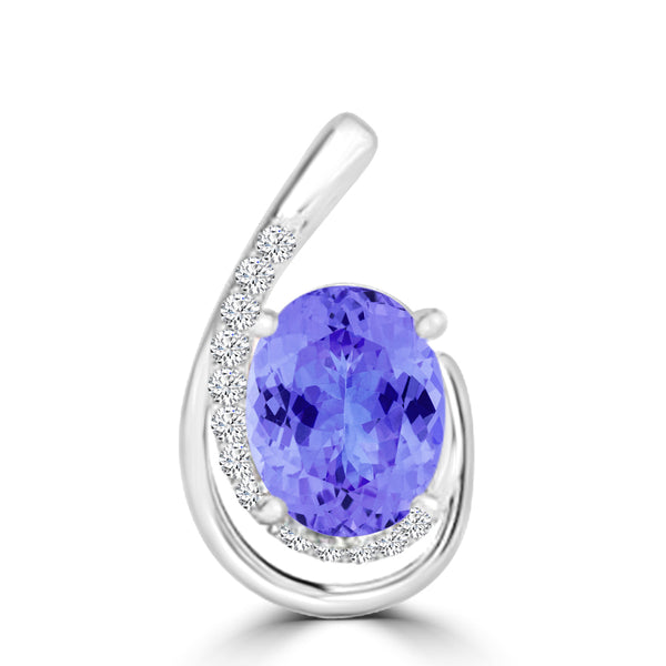 TMR121130 - Nora - Oval Tanzanite and Diamond Pendant