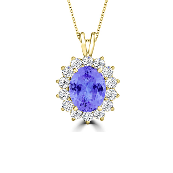 TMR121128 - Riley - Oval Tanzanite and Diamond Pendant Halo