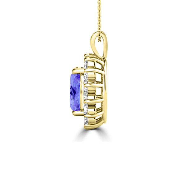 TMR121128 - Riley - Oval Tanzanite and Diamond Pendant Halo