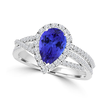 TMR121232 - Alianna - Pear Tanzanite and Diamond Ring Halo