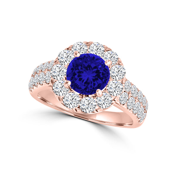 TMR121163 - Kinsley - Round Tanzanite and Diamond Ring Halo