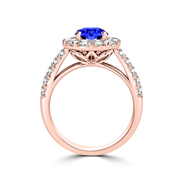 TMR121163 - Kinsley - Round Tanzanite and Diamond Ring Halo