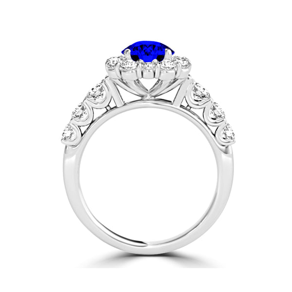 TMR121171 - Alice - Round Tanzanite and Diamond Ring Halo