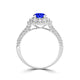 TMR121168 - Ariana - Round Tanzanite and Diamond Ring Double Halo